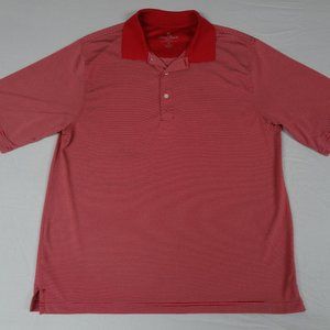 PALM BEACH GOLF PREFORMANCE WHITE RED STRIPE MEDIUM ATHLETIC POLO SHIRT H1475